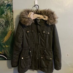 Faux Fur Hooded Parka Jacket